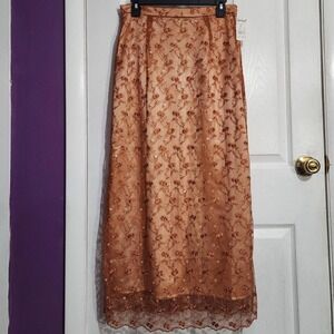 Vintage Y2K Orange Lace Maxi Skirt